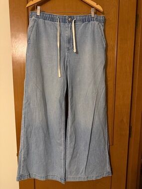 American Eagle Outfitters Light Blue Wide Leg Drawstring Jeans
